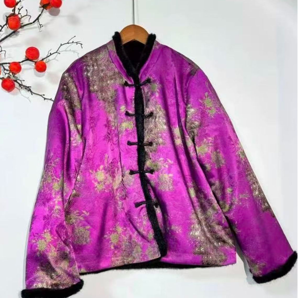 【千寻】新中式常规款冬季立领女短外套女士设计师双面穿