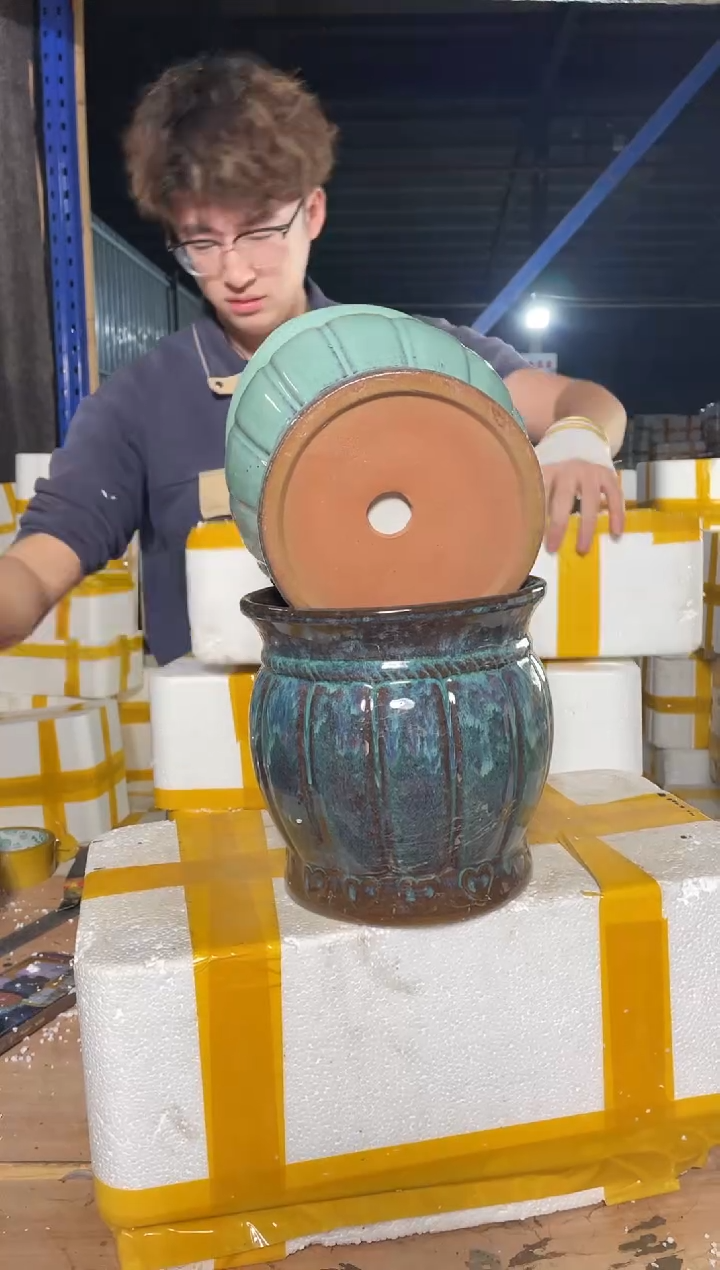 紫砂花盆宜兴紫砂粗陶花盆19.8/8