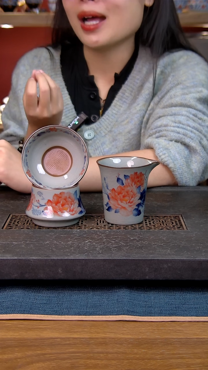 简装家用款2件套 老陶泥开片纹陶瓷茶具