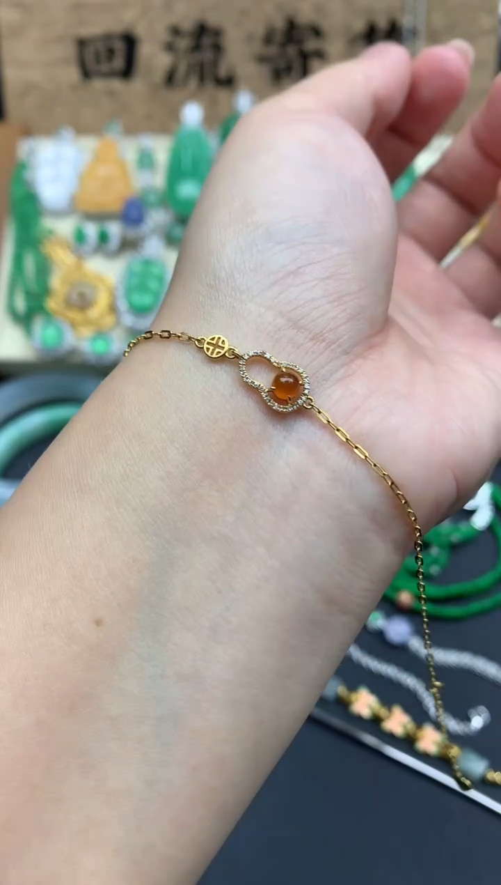 【闪购商品】翡翠手串18K金镶嵌90-中国好珍宝