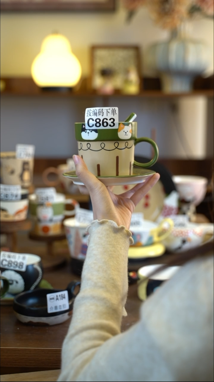 摆件陶C863 三件套 阿满屋手工手作陶瓷 