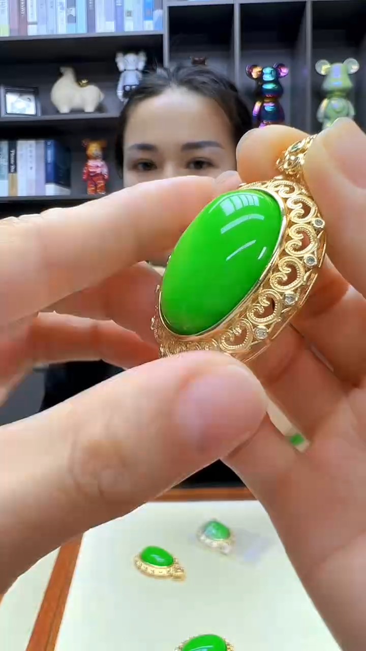 翡翠14K金镶嵌颈饰丹丹diy劲饰