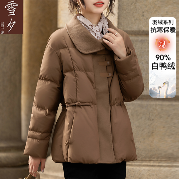 妈妈秋冬羊毛大衣拼接羽绒服气质巨好看2025新款中老年女保暖外套