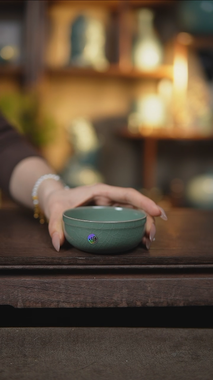 【闪购商品】杯仿古翡翠绿普洱杯微瑕159