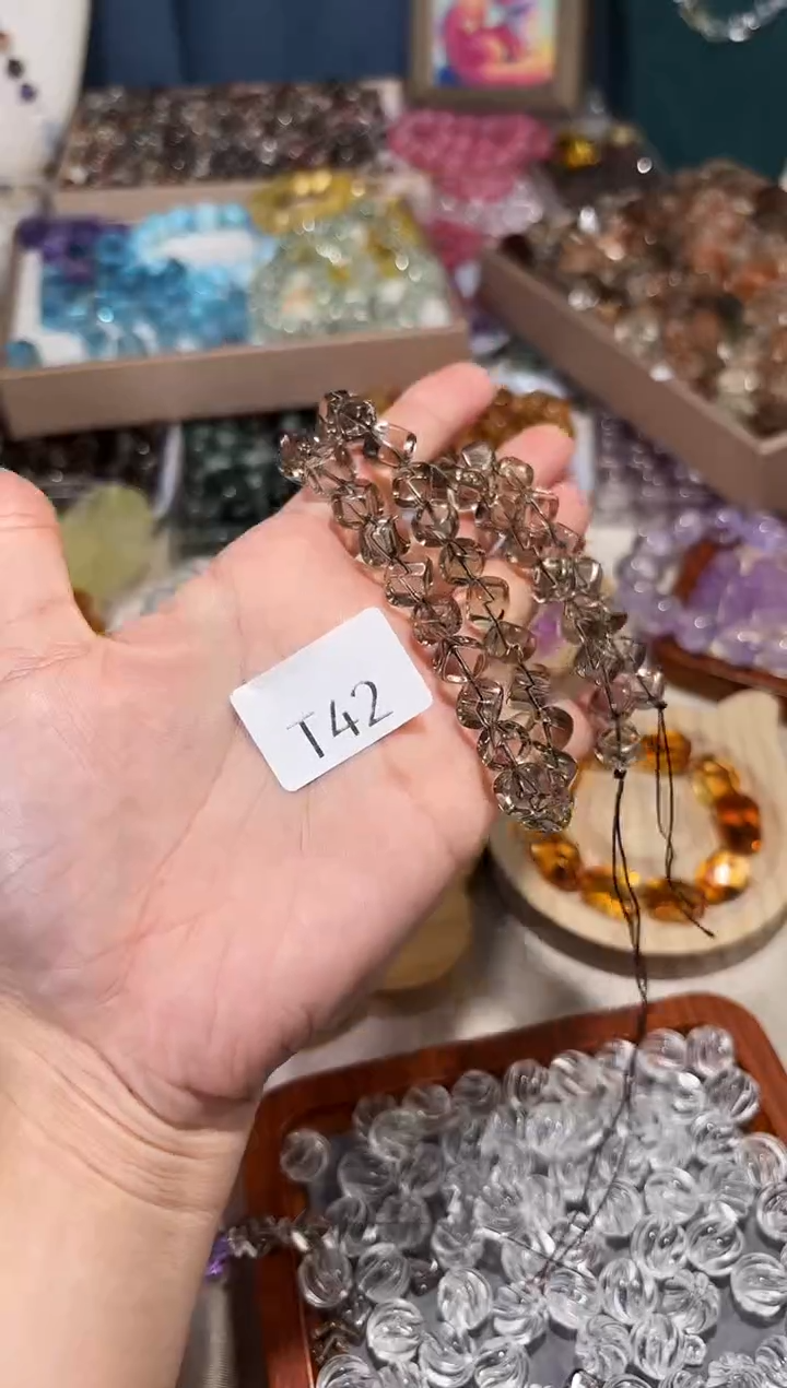 水晶手串未镶嵌胭****尊T42茶水晶斜切方糖一条拍5