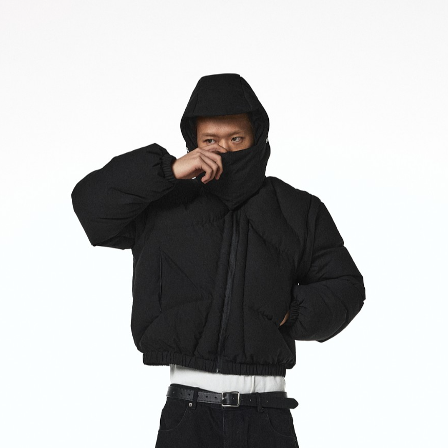 OaOO立领解构可拆卸骑士帽面包棉服bomber短宽boxy防风外套