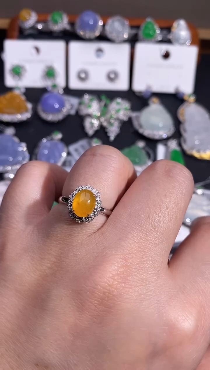 【闪购商品】翡翠戒指18K金镶嵌戒指