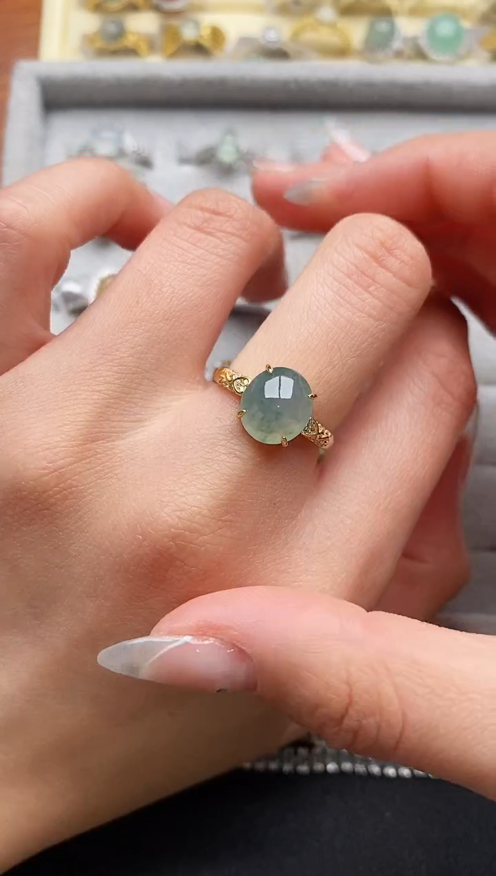 【闪购商品】翡翠戒指银S925镶嵌3333333+4