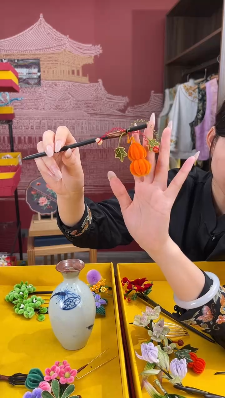 【闪购商品】刺绣非遗绒花（发饰）