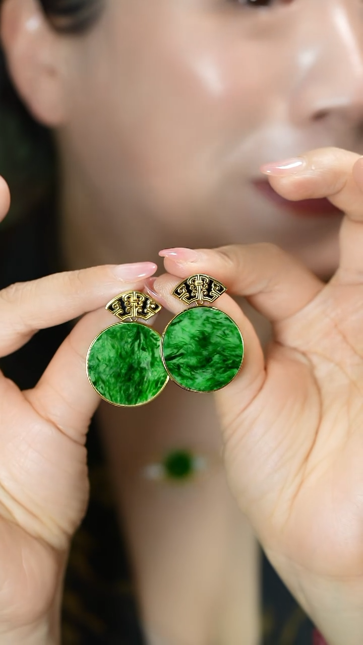 【闪购商品】翡翠耳饰银S925镶嵌支持48小时鉴赏