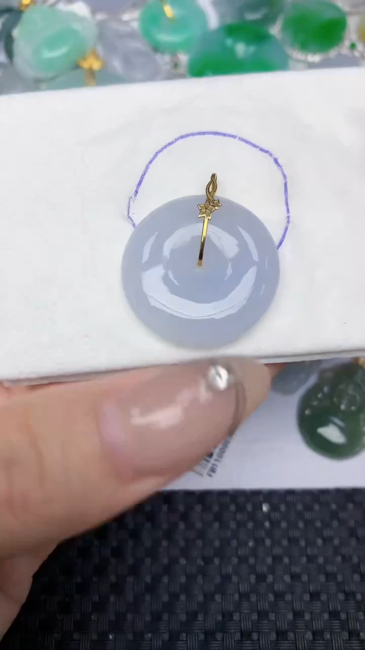 颈饰18K金镶嵌翡翠天然缅甸翡翠a货百元以上9元证书费自理