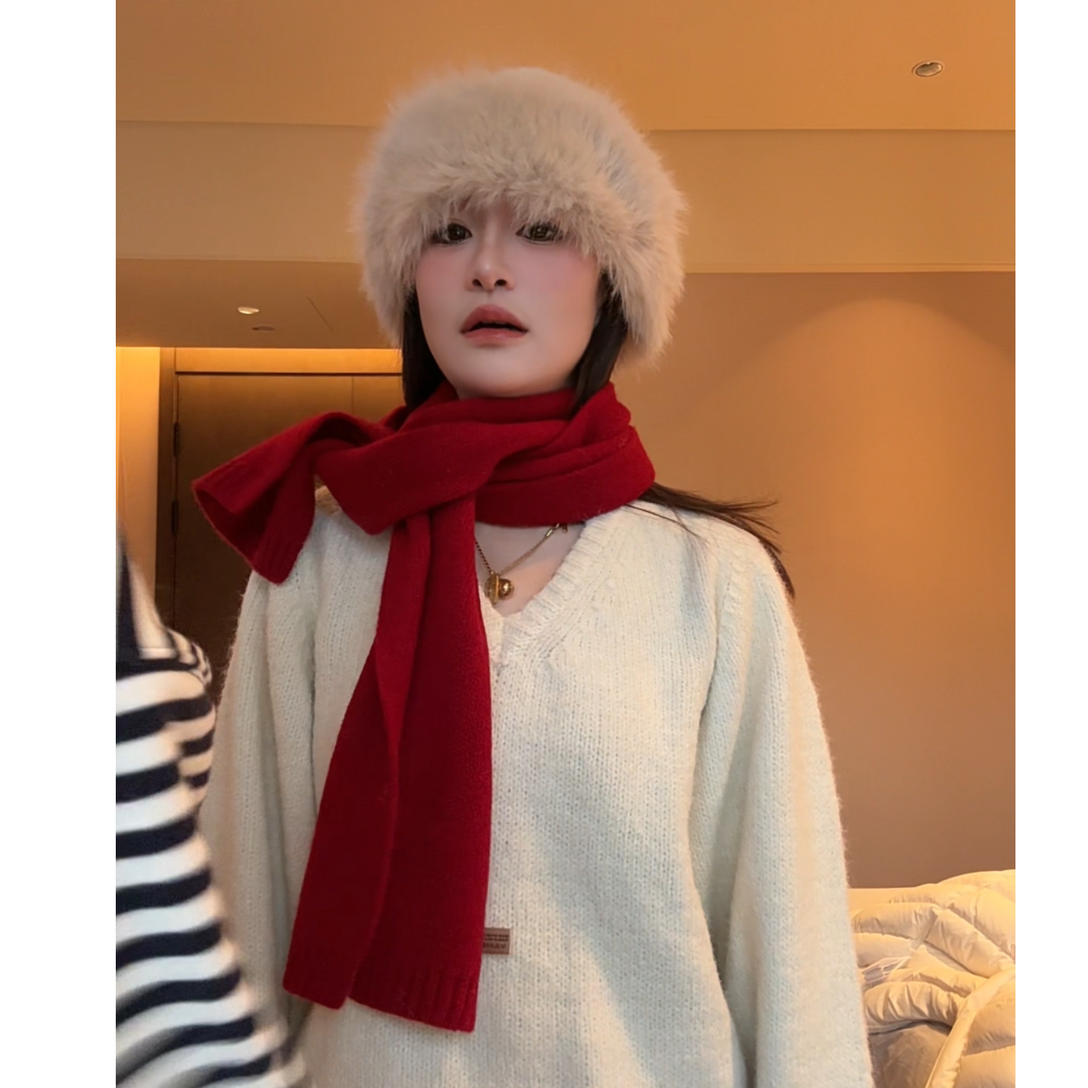 Love is long满分100的美丽诺绵羊毛针织围巾男女冬季保暖纯色系