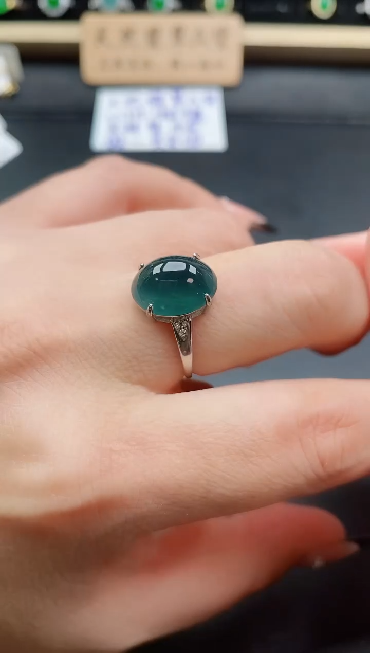 银S925镶嵌戒指翡翠1