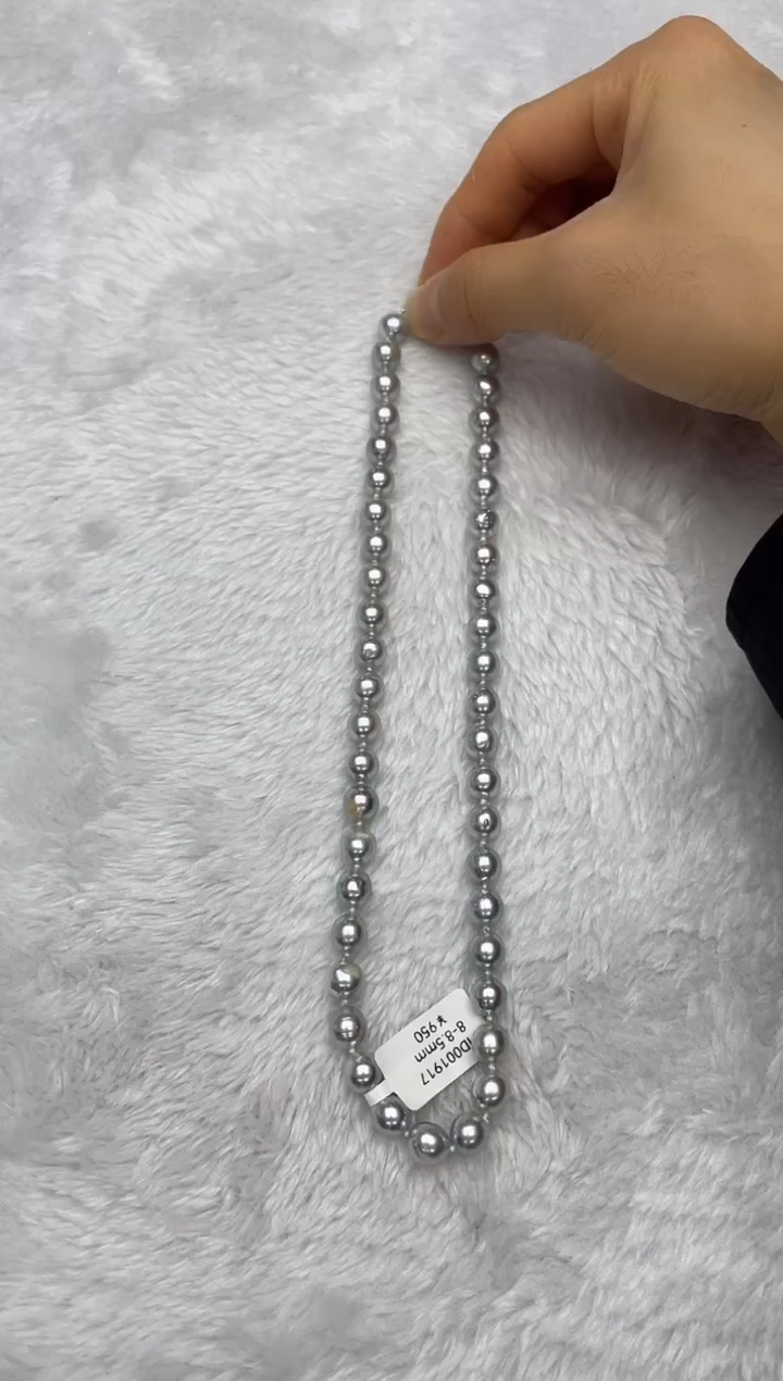 项链银S925镶嵌海水珍珠AK真多麻8-8.5mm