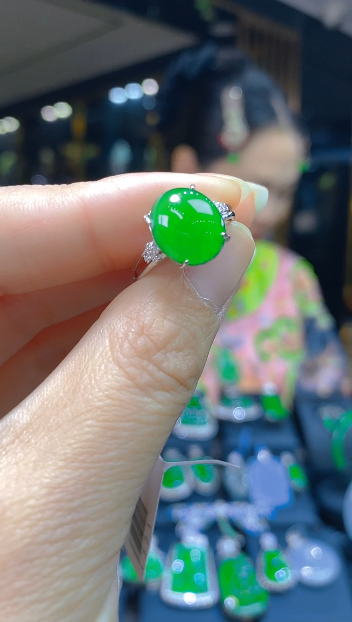 银S925镶嵌戒指翡翠011(多样性发货发其一)