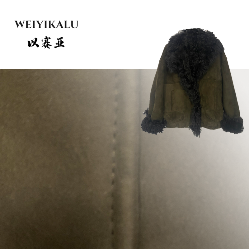 以赛亚 反季清仓 25年AT皮草方领宽松休闲慵懒皮毛一体外套女2477