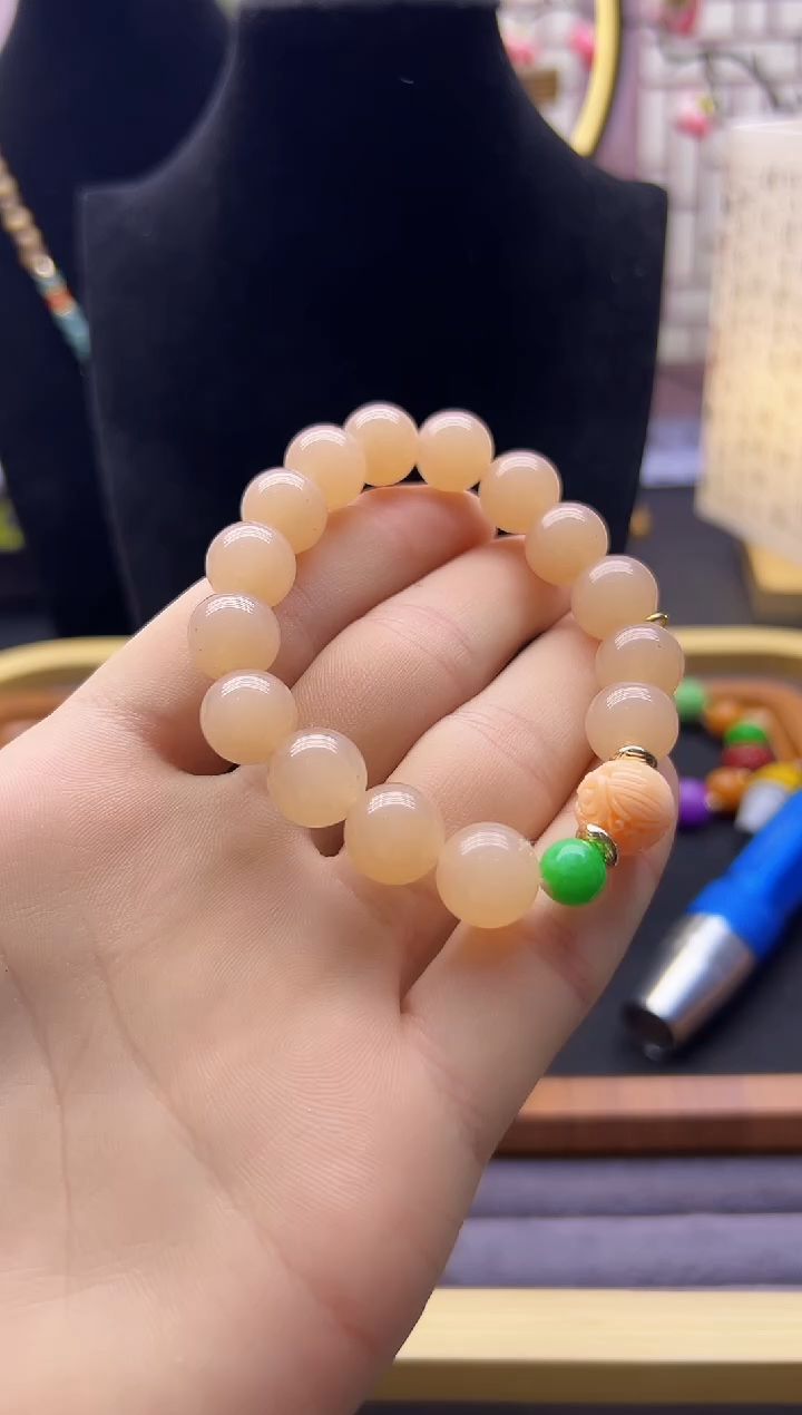 【闪购商品】和田玉手链14K金镶嵌S285           