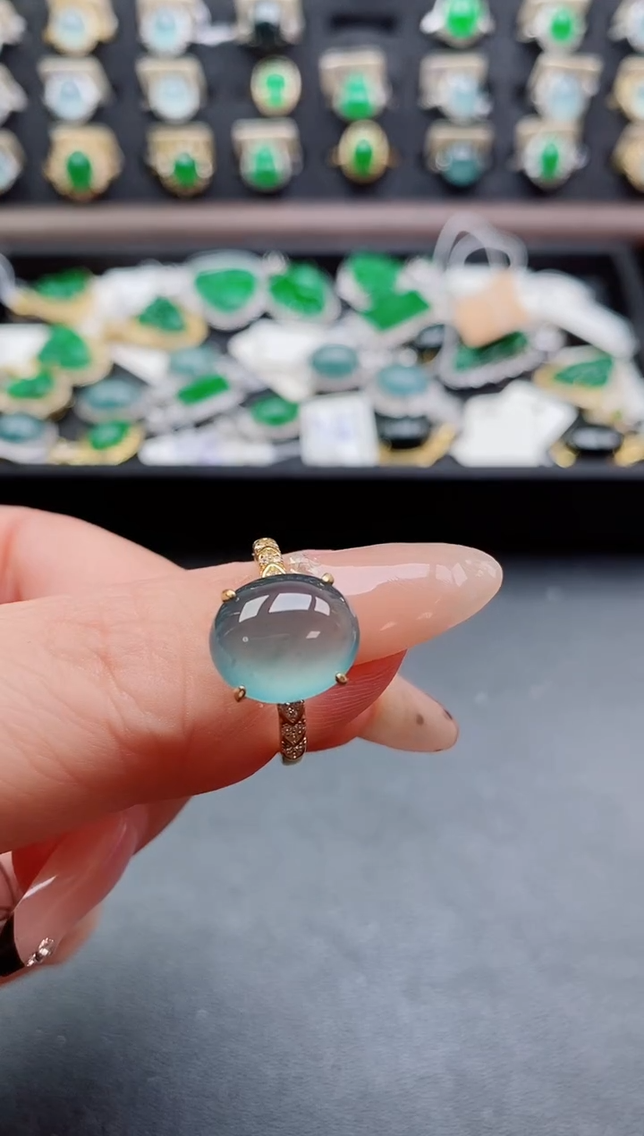 银S925镶嵌戒指翡翠1