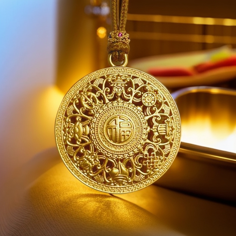 Z-8124  时尚古法精工超大八宝罗盘吊坠 + 专柜礼盒
