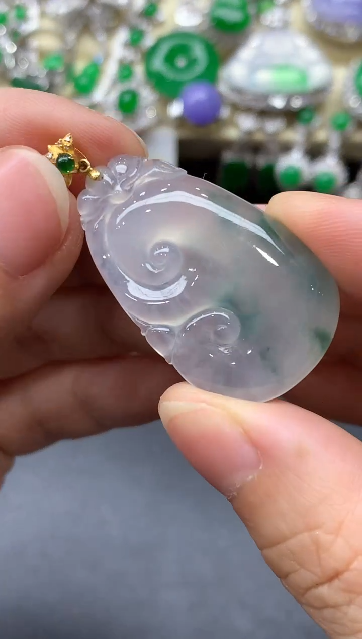 颈饰18K金镶嵌翡翠473-中国好珍宝