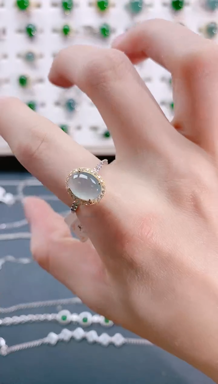 【闪购商品】翡翠戒指银S925镶嵌天然翡翠