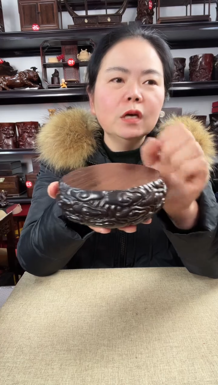 木大云纹圆老李红木工艺品