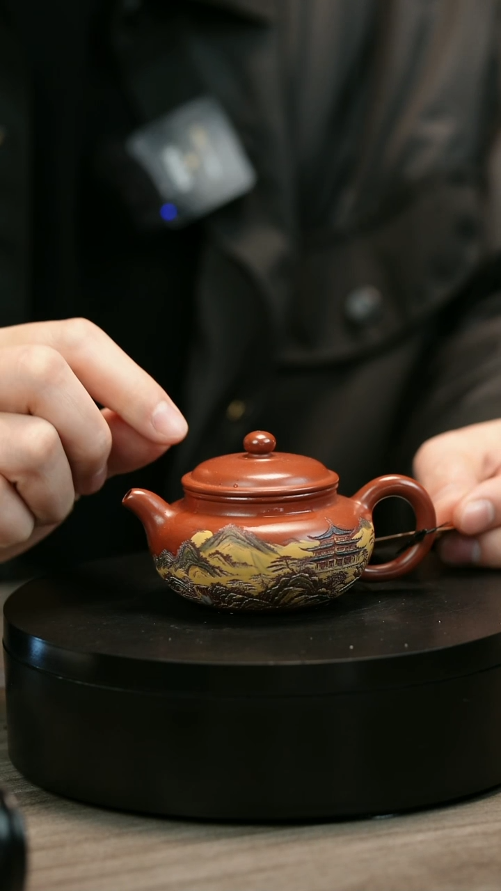 茶壶紫砂蟹****️H2204赵翠红彩绘仿古