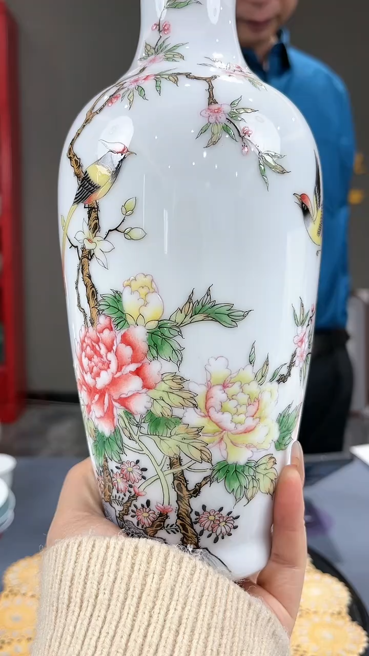 【闪购商品】官窑瓷画院226官窑瓷画院花鸟赏瓶