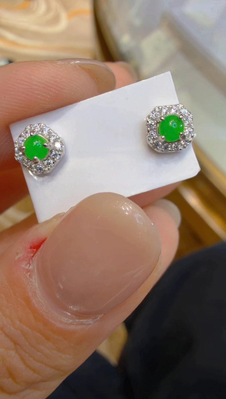 银S925镶嵌翡翠耳饰多样性团购发一件