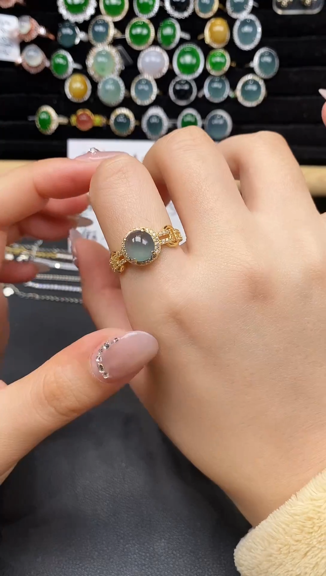 银S925镶嵌戒指翡翠35838