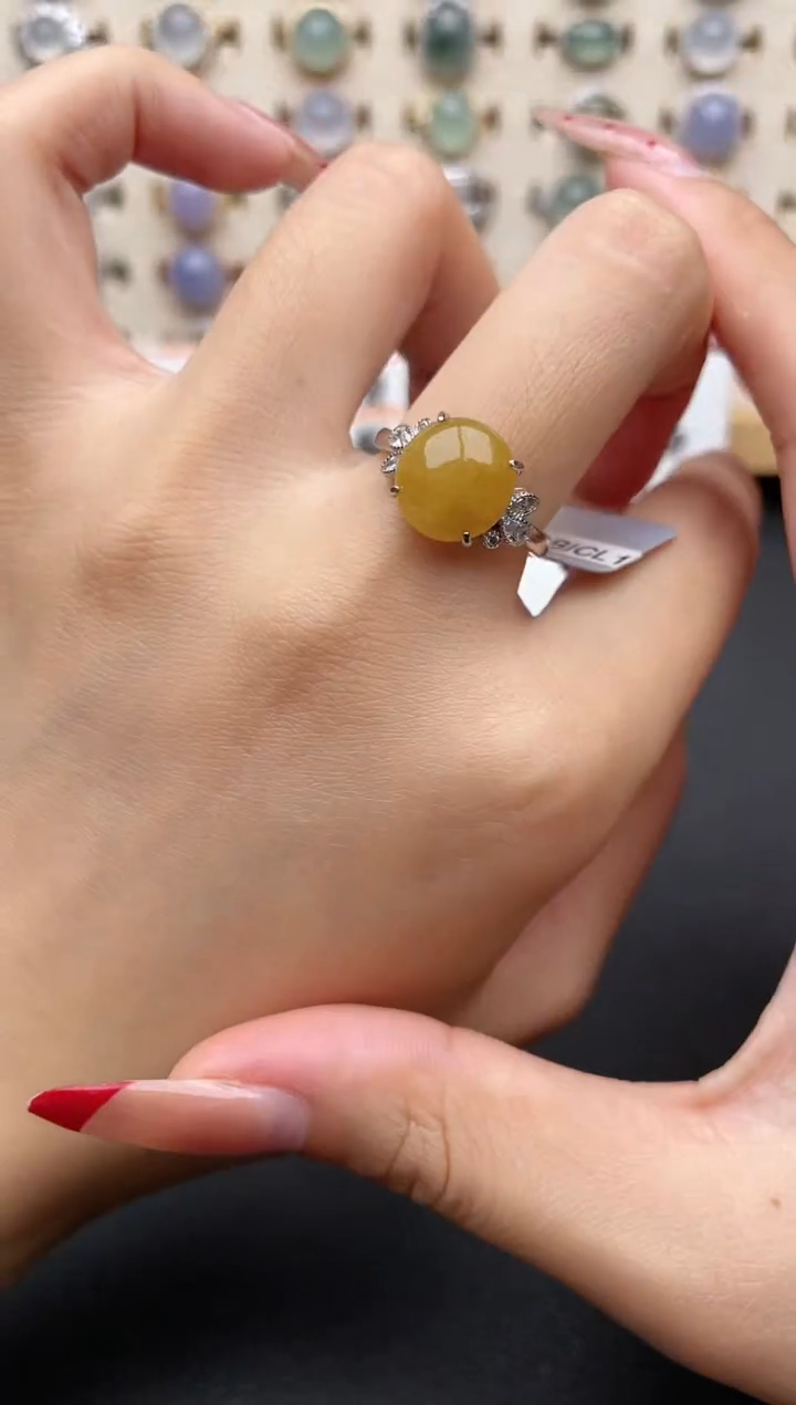 【闪购商品】翡翠戒指银S925镶嵌一物一证一礼盒