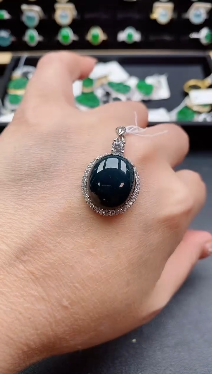 吊坠(不含链)银S925镶嵌翡翠1