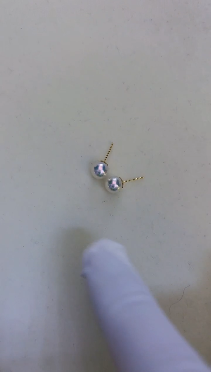 18K金镶嵌海水珍珠饰品7-7.5素钉定制