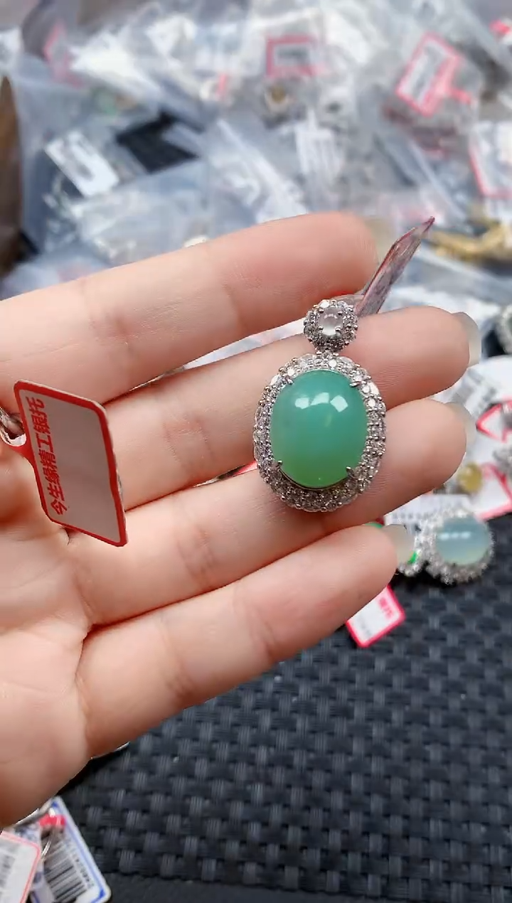 银S925镶嵌戒指翡翠天然A货缅甸翡翠