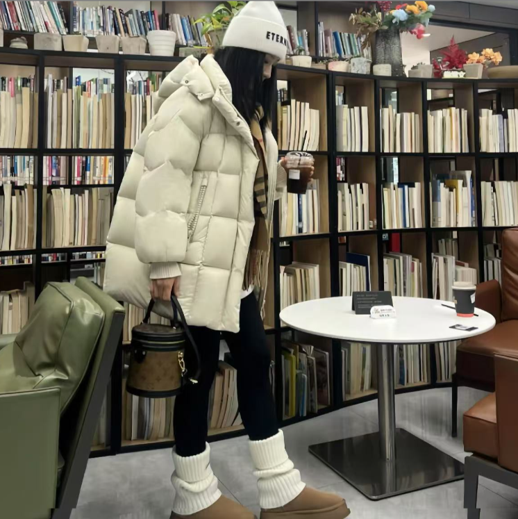 【杭州时尚】90白鹅绒轻奢高级感新款加厚时尚中长款羽绒服