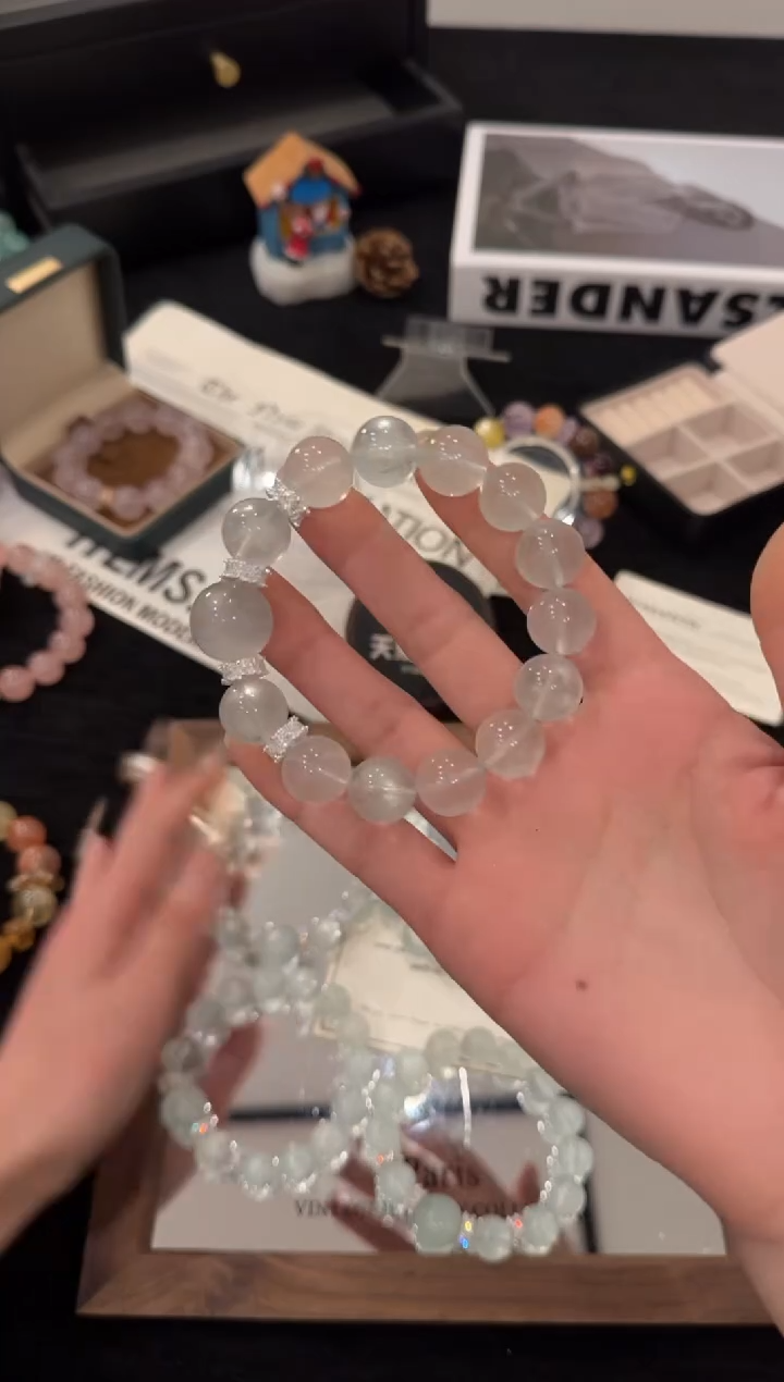 合金手链水晶拉丝绿萤石x3570