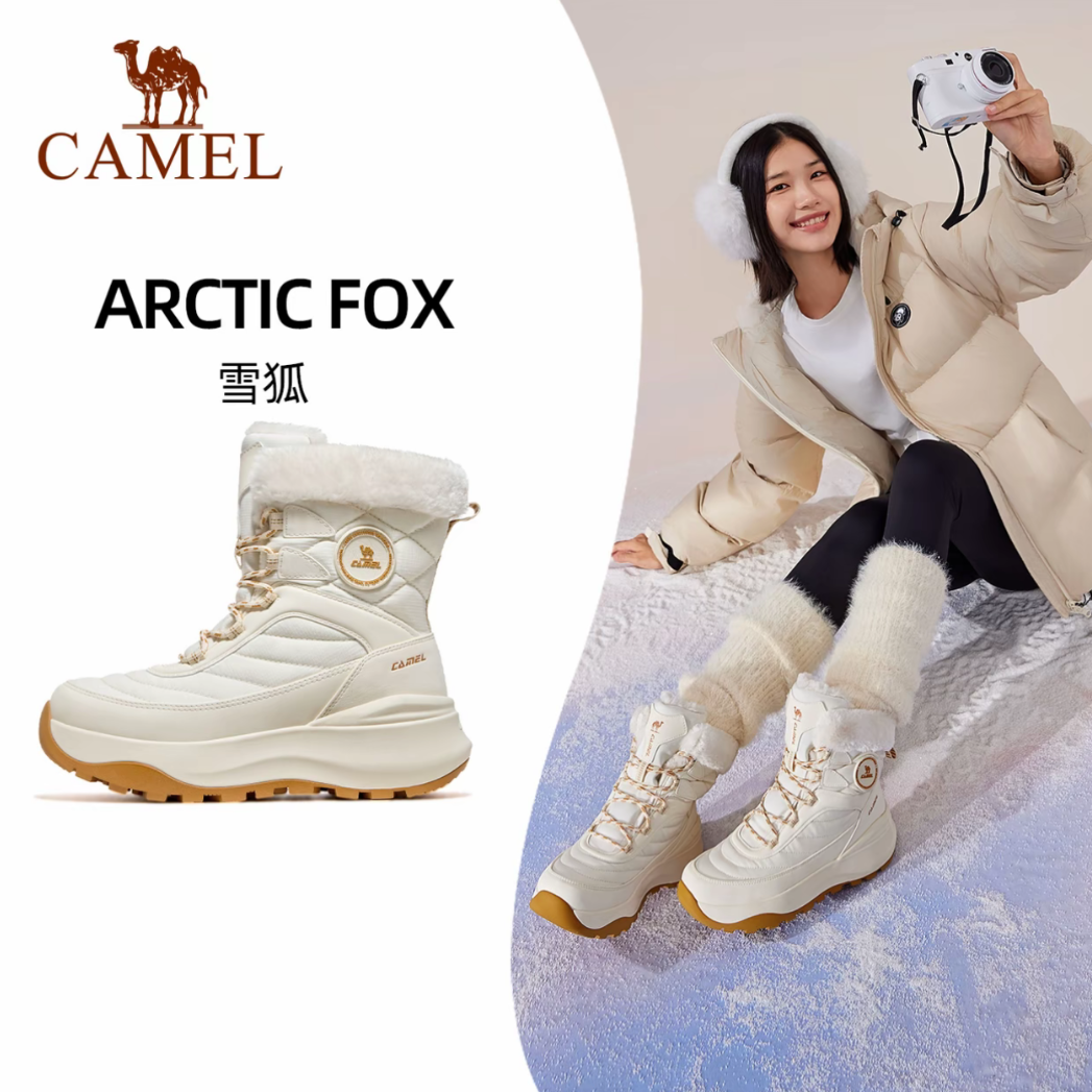 骆驼雪狐雪地靴高帮女款棉鞋2025秋冬新款女鞋防滑防泼水保暖鞋子
