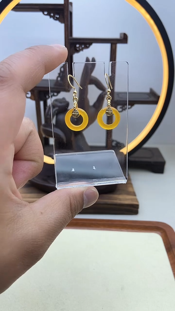 【闪购商品】翡翠耳饰14K金镶嵌甜甜圈65