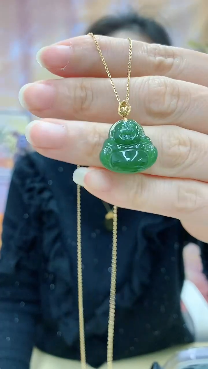 【闪购商品】和田玉吊坠(不含链)18K金镶嵌dd@@和田碧玉吊坠2093-18