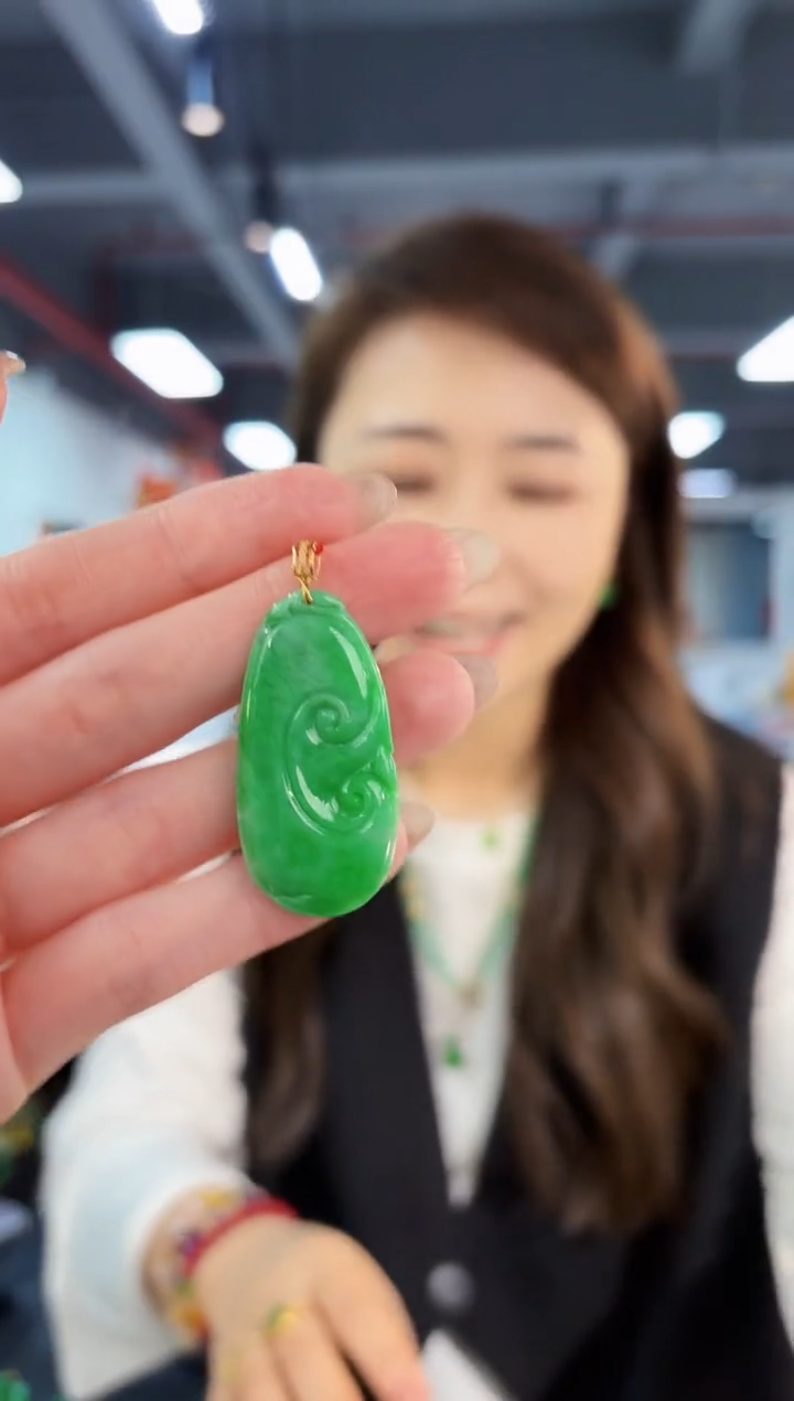 【闪购商品】翡翠颈饰18K金镶嵌缅料A货/支持复检/一件