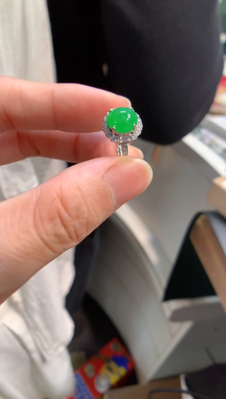 银S925镶嵌戒指翡翠戒指