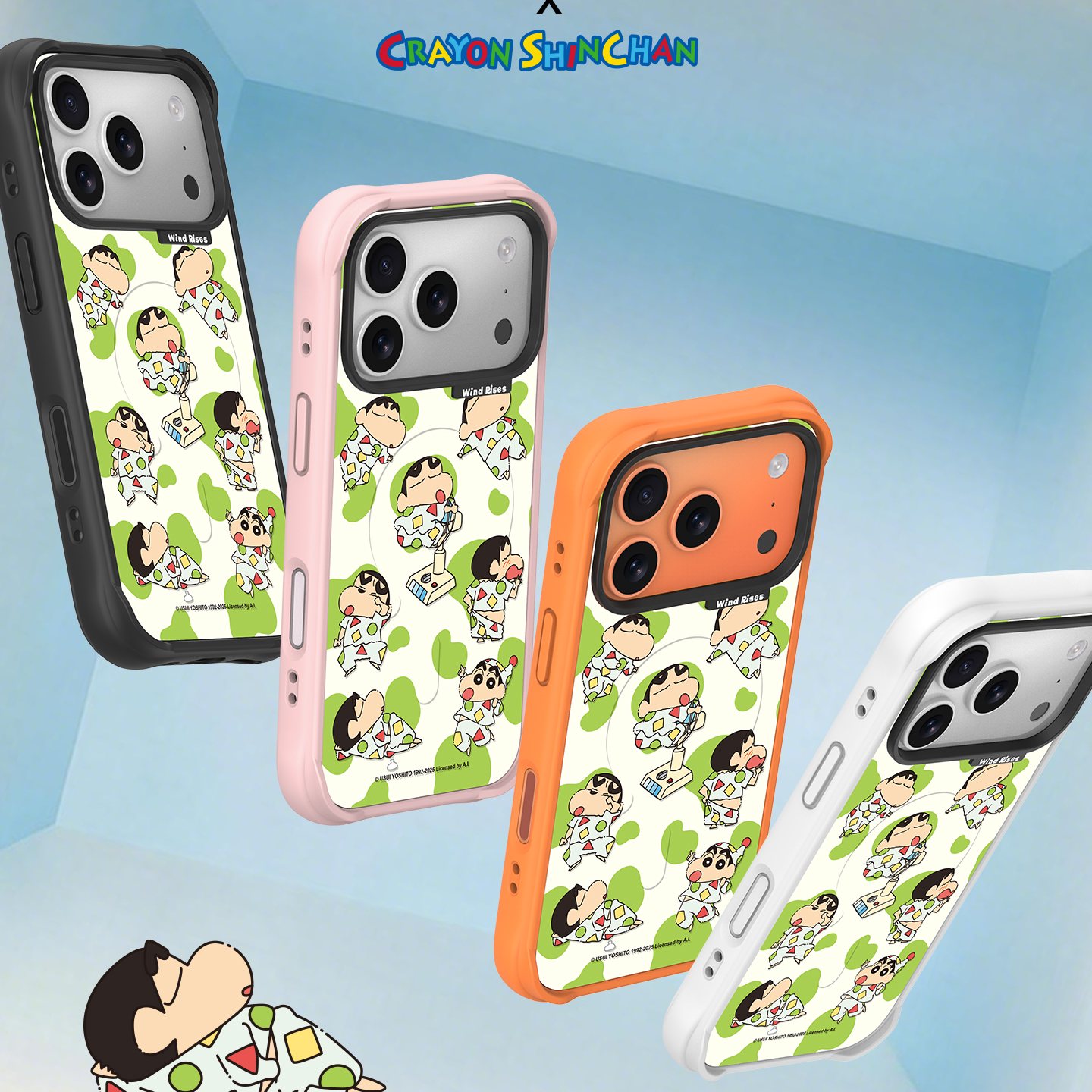 【WR正版蜡笔小新套装】液态硅胶随心搭个性创意适用苹果系列手机壳