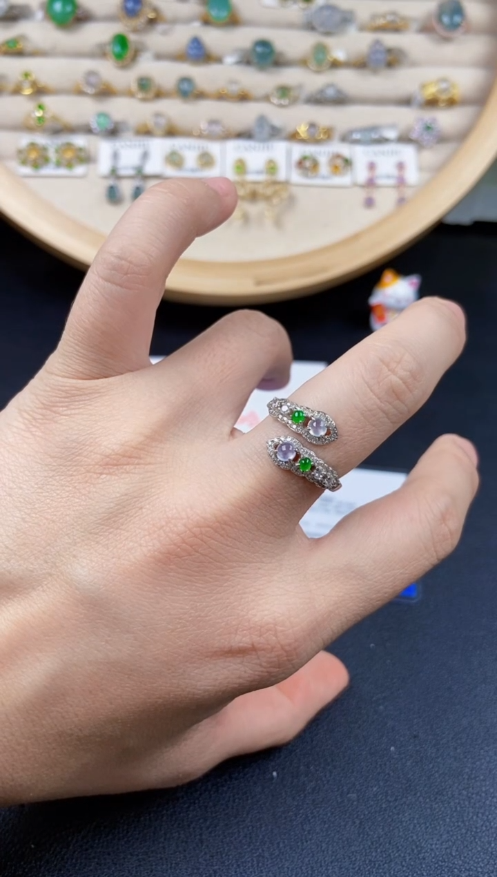翡翠银S925镶嵌戒指456546