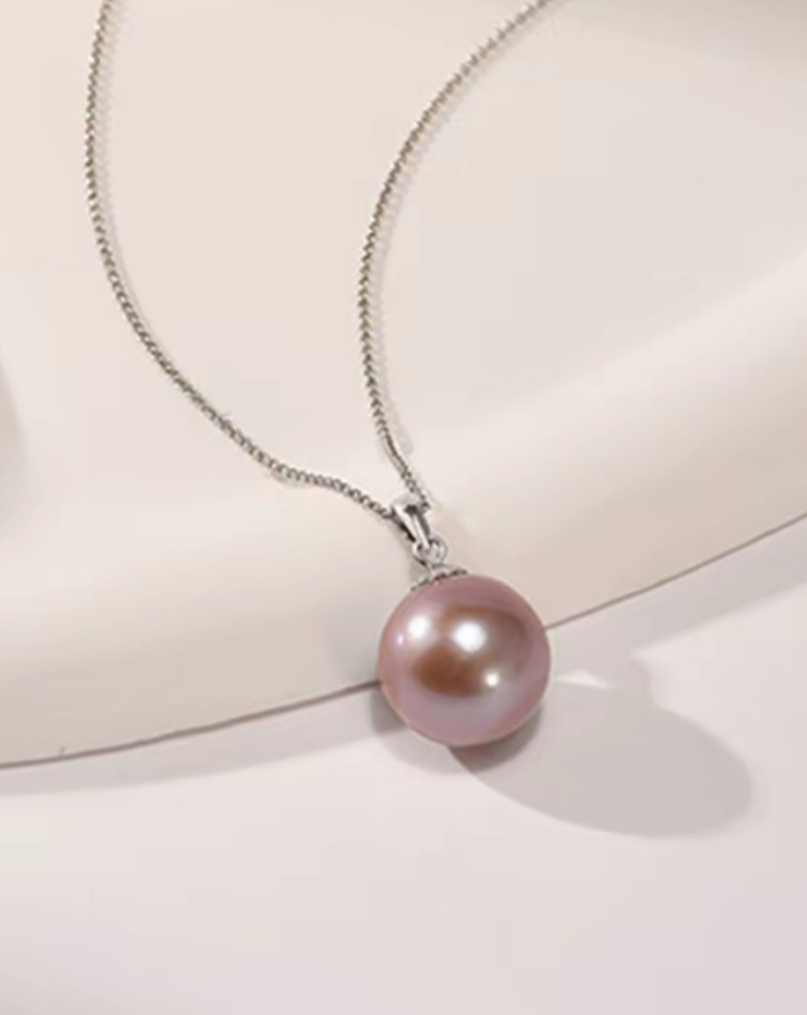 【苏紫甄选】淡水紫色珍珠吊坠11-12mm