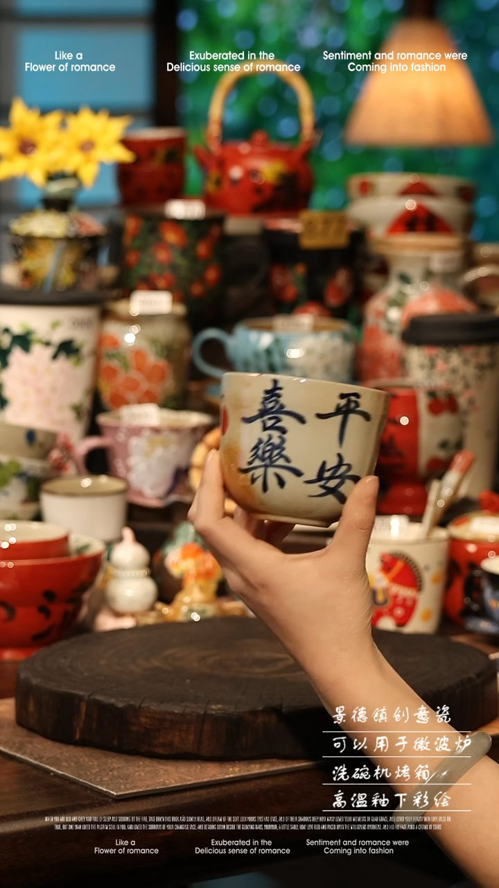 陶瓷景德镇高温釉下彩手工手绘款式@A0814@