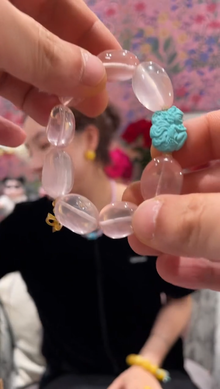 【闪购商品】水晶手串18K金镶嵌粉水晶手串