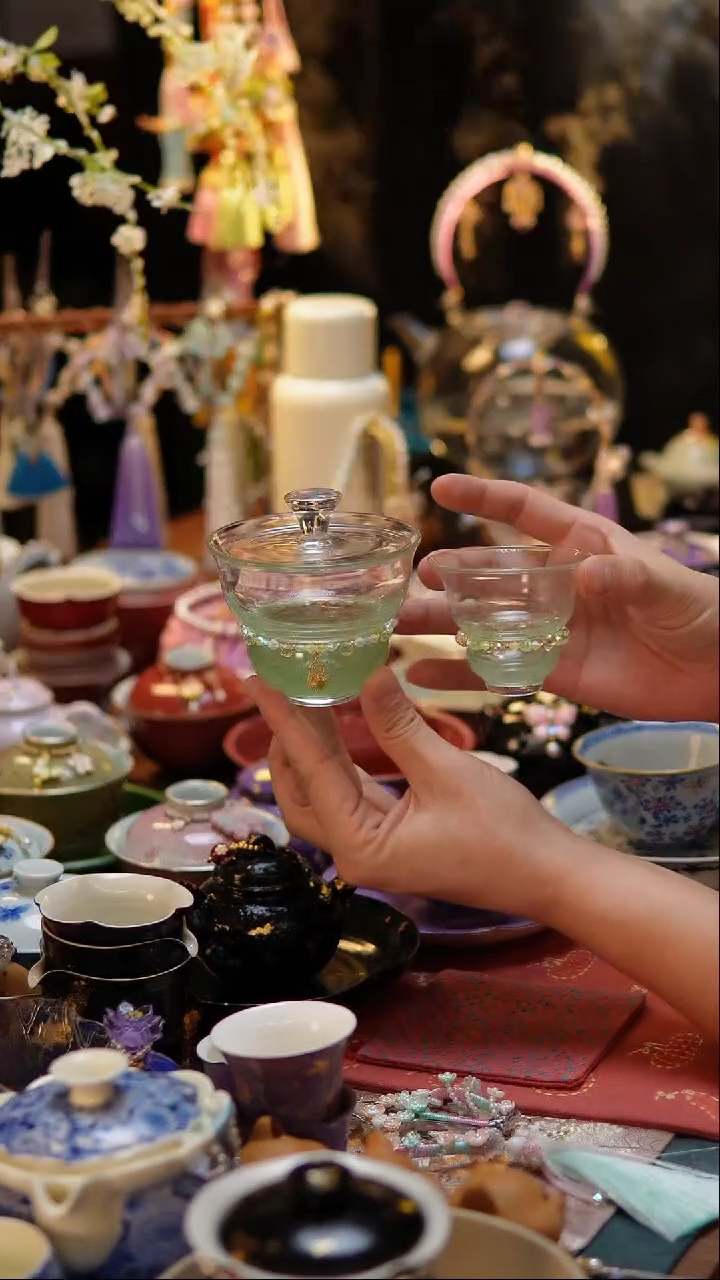 【闪购商品】盖碗绿色葫芦盖碗+杯+链子