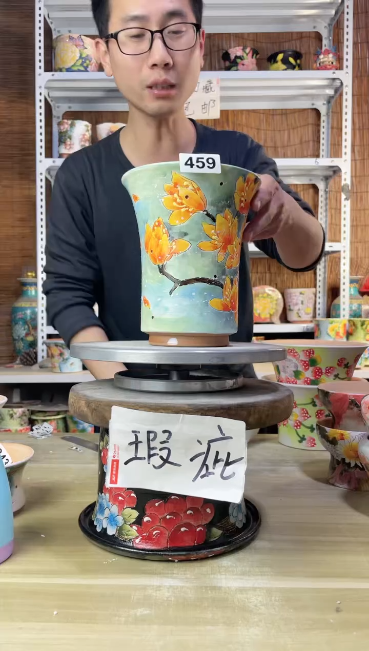 【闪购商品】摆件459陶花岛多肉陶瓷花盆罐——微瑕