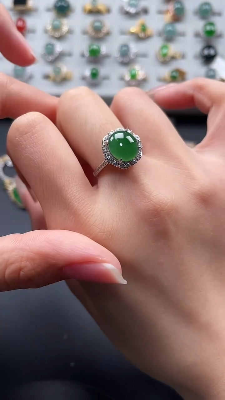 【闪购商品】翡翠戒指银S925镶嵌453543