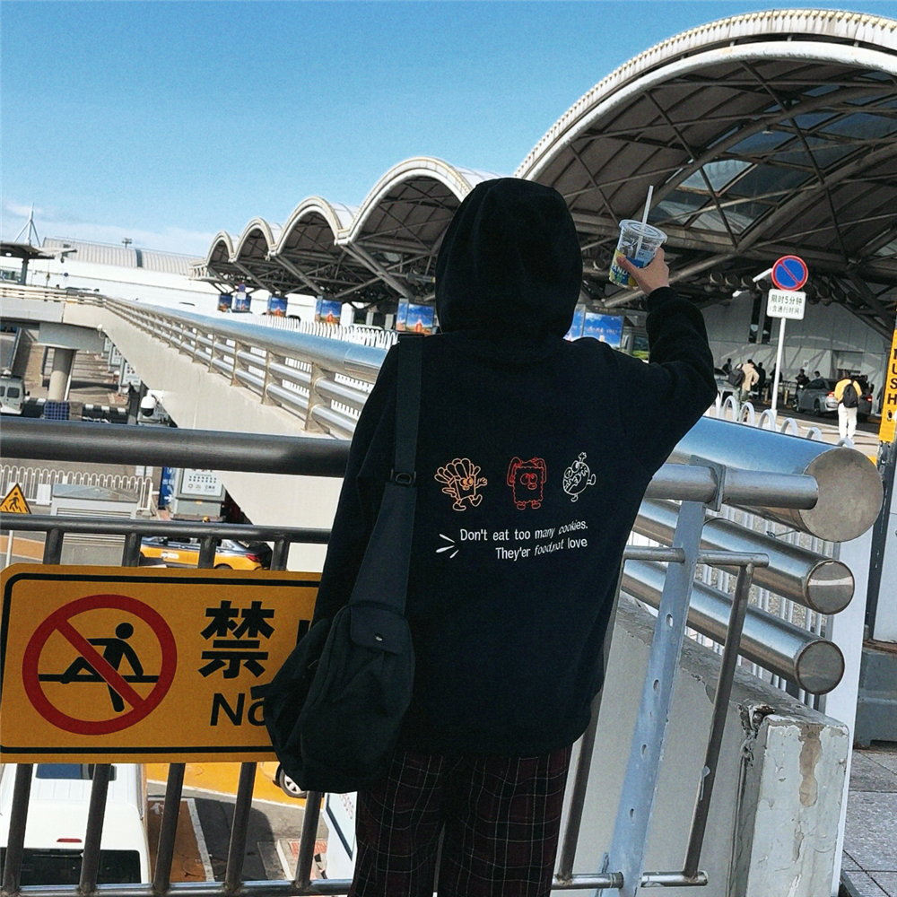 【冬上新】胖mm显瘦刺绣宽松加绒连帽卫衣200斤加大码女装_9052_GN3